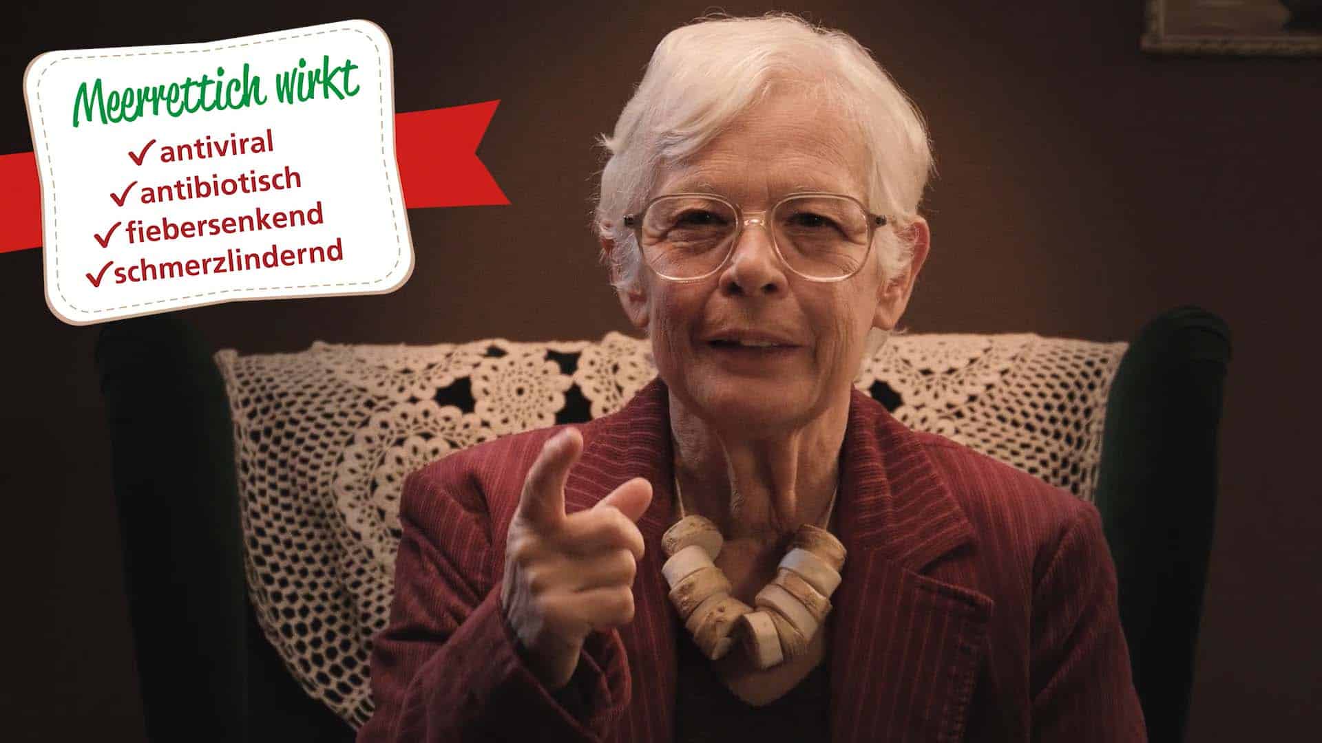 AOK Baden-Württemberg Adventskalender Filmreihe - Ältere Darstellerin spricht über Meerrettich Vorteile - Filmproduktion hawkins.film